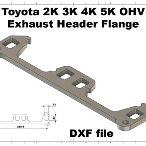Digital File | Toyota 2K 3K 4K 5K OHV  exhaust manifold flange | DXF for Laser/Plasma file cad dwg dxf drawing custom welding
