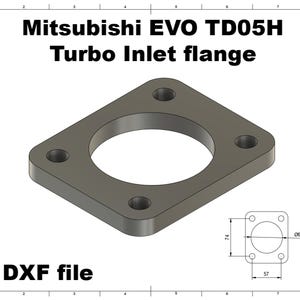 Digital File | Mitsubishi EVO TD05H Turbo Inlet flange Turbine | CNC / Laser Cut Ready | turbo flange dxf Manifold dwg custom drawing