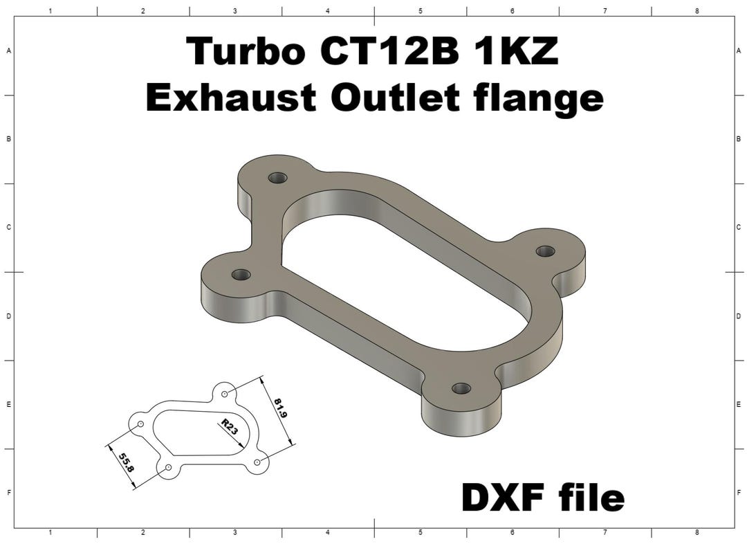 Turbo CT12B 1KZ Exhaust Outlet Flange DXF File (digital Download