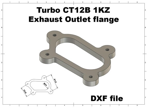 Turbo CT12B 1KZ Exhaust Outlet Flange DXF File (digital Download