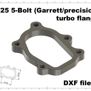 Digital file / T25 5-Bolt Flange Downpipe (Garrett/precisionturbo) turbo flange / for CNC cutting / for Custom Manifolds / GT28, GTX28, GT25