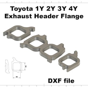Digital File | Toyota 1Y 2Y 3Y 4Y exhaust manifold flange | DXF for Laser/Plasma file cad dwg dxf drawing custom welding