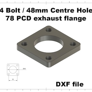 Digital File | 4 Bolt 48mm Centre Hole 78 PCD Turbo flange Turbine | CNC / Laser Cut Ready | turbo flange dxf Manifold dwg custom drawing