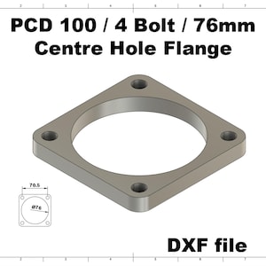 Digital file / PCD 100 / 4 Bolt / 76mm Centre Hole Exhaust flange / for cnc cutting / for Custom Manifolds exhaust file cad welding dwg dxf