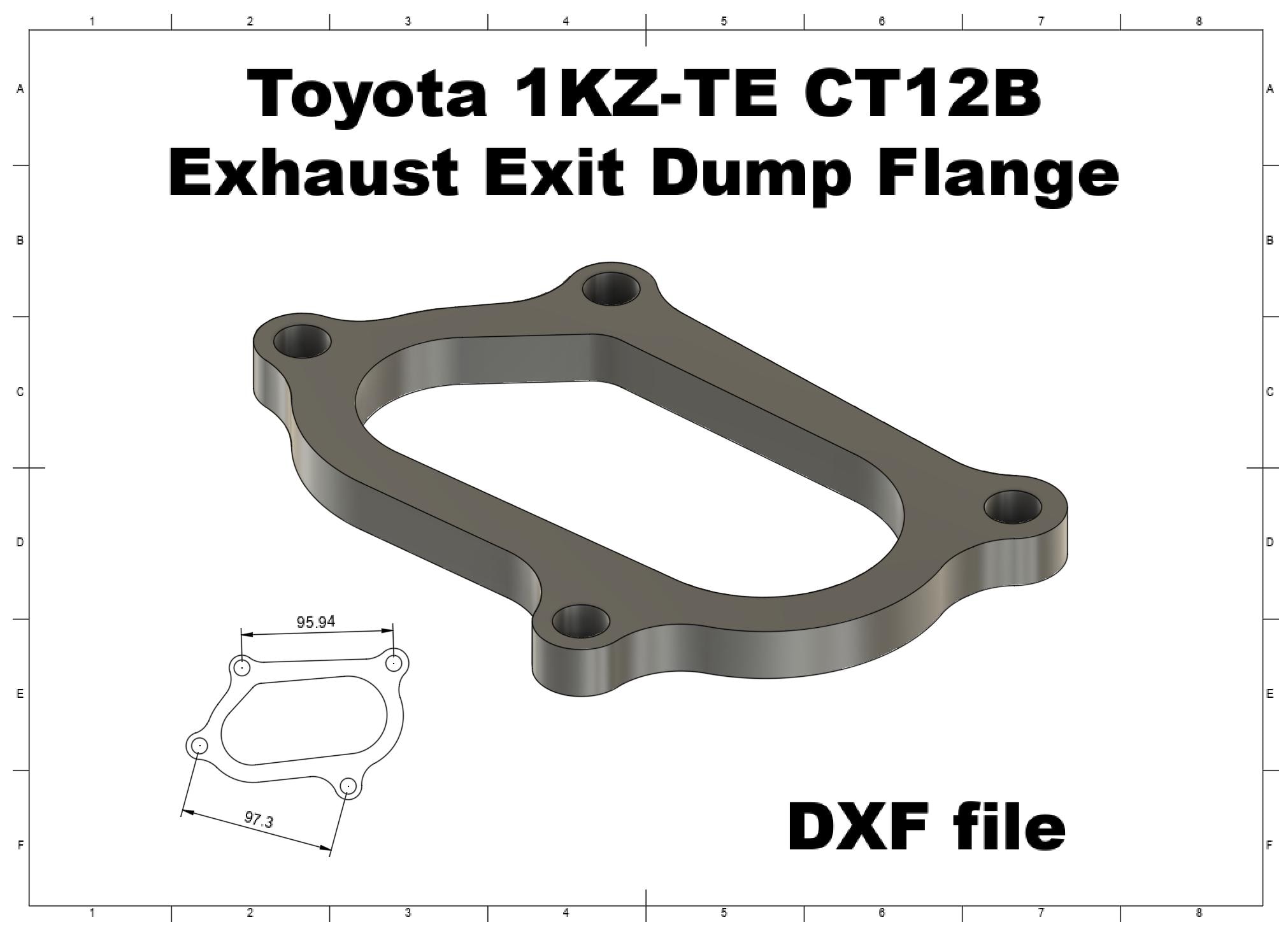 Toyota 1KZ-TE CT12B Exhaust Flange DXF File - Etsy