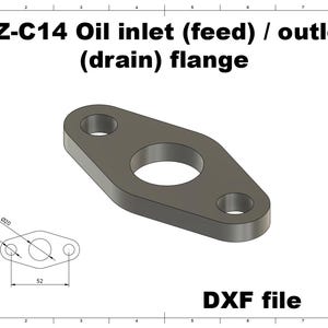 Digital file | CZ - C14 Turbo Oil Flange DXF File cnc Ready Oil Drain & Feed Custom Manifold Builder&#39;s garrett holset schwitzer