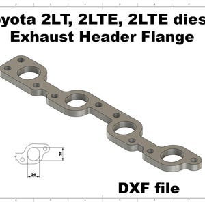Digital File | Toyota 2LT 2LTE 2LTHE Turbo Diesel exhaust manifold flange | DXF for Laser/Plasma file cad dwg dxf drawing custom welding