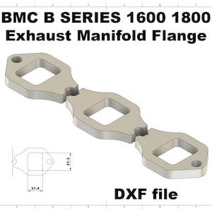 Digital file | BMC B Series Exhaust Manifold Flange DXF File: Laser/Plasma Cut Ready file cad dwg dxf drawing custom welding
