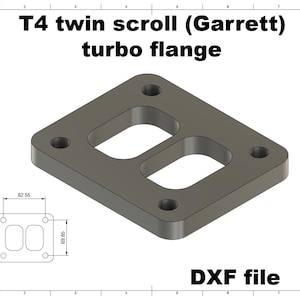 Digital file / T4 twin scroll (Garrett) turbo flange / for CNC cutting / for Custom Manifolds