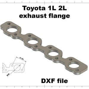 Digital File | Toyota 1L , 2L exhaust manifold flange | DXF for Laser/Plasma file cad dwg dxf drawing custom welding