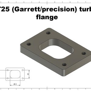 Digital file / T25 (Garrett/precision) turbo flange / for CNC cutting / for Custom Manifolds /