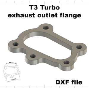 Digital file / T3 Turbo 5 bolt Exhaust outlet flange / for cnc cutting / for Custom Manifolds exhaust file cad welding dwg dxf drawing