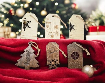 Laser Engraved Wooden Gift Tags • Reusable Personalized Tag Set