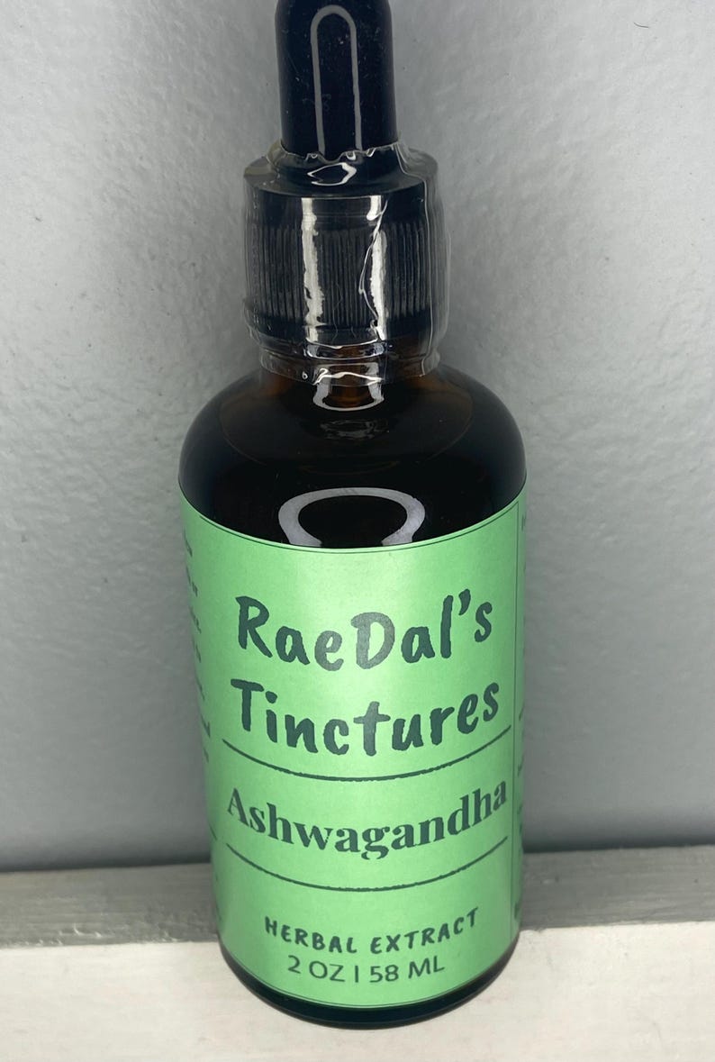 This picture showcases the Ashwagandha tincture herbal extract in the glass amber bottle that it comes in with free shipping.