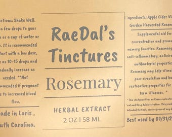 Organic Rosemary Tincture: Apple Cider Vinegar Herbal Extract