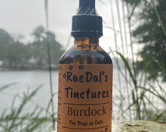 Tintura de raíz de bardana orgánica para mascotas: extracto de aceite de oliva