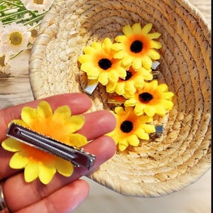 Mini Sunflower Clips, Summer Clips, Toddler, Children&#39;s, Cute Flower Hair Clips, Back to School