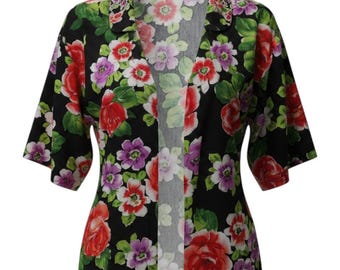 Vintage Victorias Secret Gold Label Floral Pyjama Top Schwarz Rot Rose Medium