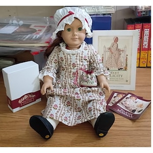 Amerikansk flicka Felicity Merriman docka Pleasant Company Träffa Felicity Outfit Box