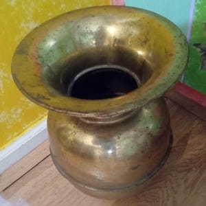Large Round Vintage 11&quot; Tall Brass Spittoon