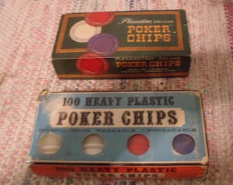 Vintage Poker Chips 100 Count Crisloid Heavy Plastics Made in USA Game Pieces