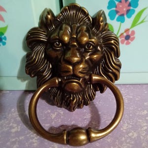 Vintage Bronze Metal Lions Head Door Knocker / Front Door Decor / Home Decor / Home Improvement / Lion Decor