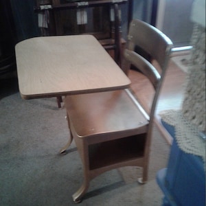 Your Choice--Painted Wood and Metal School Desk / Antique School Desk / Kids Furniture / Home Schooling / Industrial School Desk
