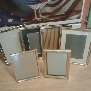 6 Assorted Vintage Brass 5 x 7, 6 x 8 and 8 x 10 Picture Frames-Wedding Table Numbers