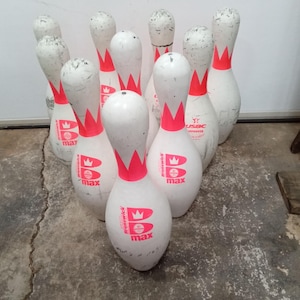 Set of 10 Regulation Wood Brunswick Max Glow Bowling Pins--Shooting Targets