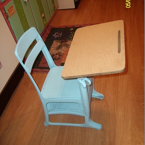 Your Choice--Painted Wood and Metal School Desk / Kids Furniture / Antique School Desk / Home Schooling / Industrial School Desk