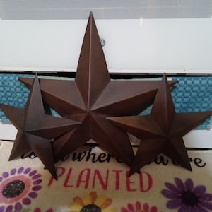 Brown Rustic Metal Stars Wall Decor--Set of 3