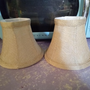 Beige Burlap Fabric Clip On Lampshades--Set of 2--(4 3/4&quot; tall)