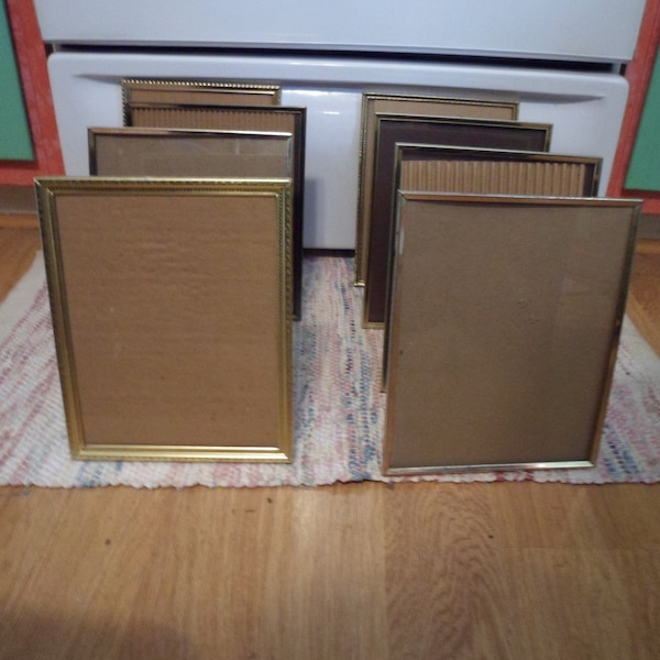 Vintage / Antique Gold Metal 8 x 10 Picture Frames / Wedding Table Numbers / Hollywood Regency / Home Decor