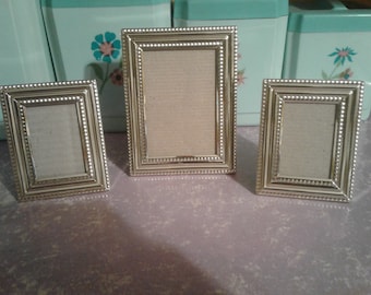 3 Matching Vintage Godinger Silver Brass 2 x 3 and 3 1/2 x 5 Picture Frames / Wedding Decor / Table Number Frames / Home Decor