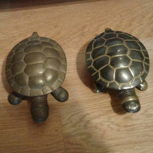 Vintage Brass Turtle Trinket or Jewelry Boxes--Set of 2