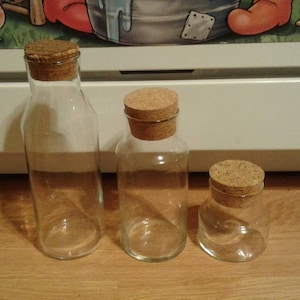 Vintage Clear Glass Canister Set: Round Storage Jars with Corks