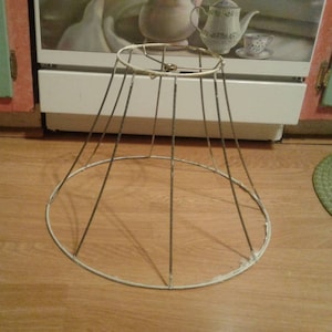 Round Vintage Chrome Metal Lamp Shade Frame--(11 1/2&quot; Tall)