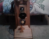Vintage Brown Wood Rotary Wall Telephone Country Store Decor Country Farmhouse Works Perfectly