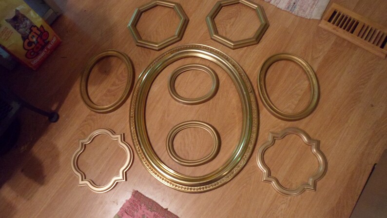 9 Assorted Gold Painted Plastic Open Face Frames Wedding ...