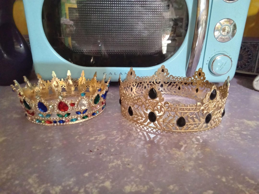 Bejeweled Gold Metal Crown Rhinestone Tiara Cosplay Prop Etsy — free download