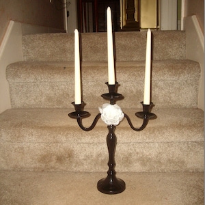 Tall Black Painted Metal 3 Arm 15&quot; Tall Candelabra--Candle Holder