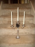 Silver Metal 3 Arm Candelabra--Candle Holder--(15" Tall)