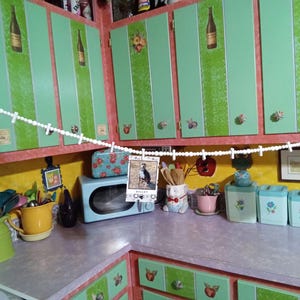 White Wood Beaded Photo Garland with Clothespins - Set of 3
