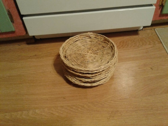 Vintage Wicker Paper Plate Holders--Set of 8--(9 1/2" Round)