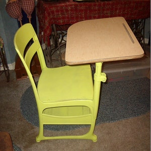Your Choice--Painted Wood and Metal School Desk / Kids Furniture / Home Schooling / Antique School Desk / Industrial School Desk