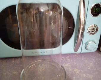 Vintage Clear Glass Cloche with Glass Stand (10 1/4" Tall)