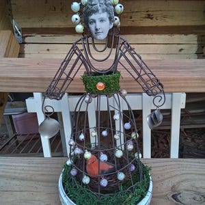 Handmade Metal Assemblage Art Doll: Bird Nest Sculpture