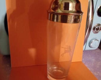 Glass & Stainless Steel Cocktail Shaker with Reindeer--(10 3/4" Tall)