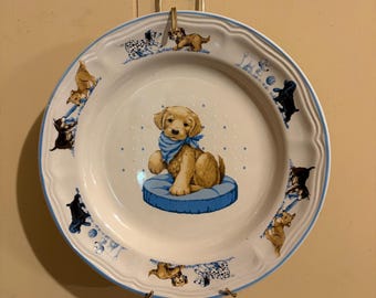 Puppy Plate Tienshan Stoneware | Dog Lover Wall Decor | Cottage Kitchen Decor | Grandma Core Puppy Plate