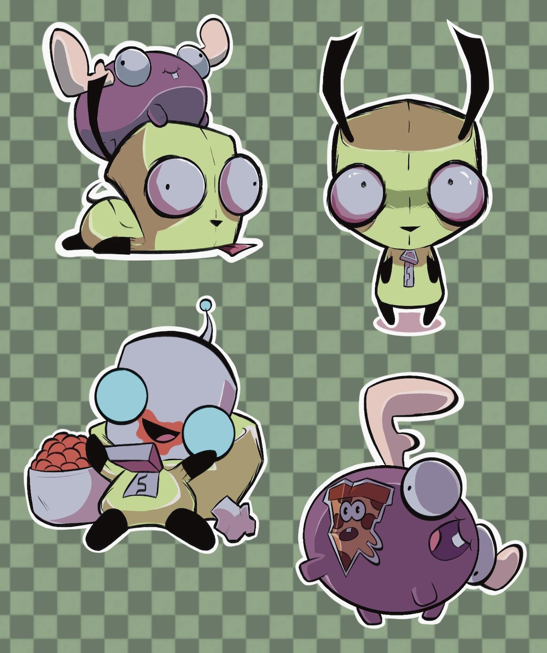 Invader ZIM GIR & Mini Moose Sticker Sheet - Etsy